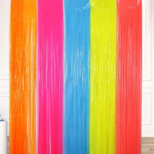 1*2m Fluorescent Macaron Rain Silk Foil Curtain Wedding Tassel Decoration Birthday Party Rain Silk Door Curtain