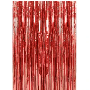 1*2m Red Glossy Rain Curtain Matte Wedding Birthday Festival Prop Decoration