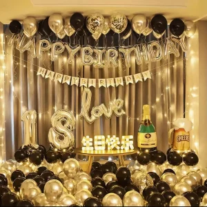 1 Black and Silver Theme Birthday Party Decorations Balloon Set for Kids and Adults Ideal for Birthday Valentine’s Day