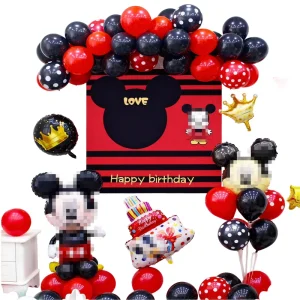 1 Cartoon Mouse Latex Round Balloon for Kids’ Birthday Party Decoration Background Cloth Poster