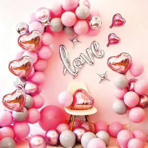 1 Pink Theme Round Latex Balloon Arch Garland Set for Birthday Party Decoration Proposal Kit Durable for Kids