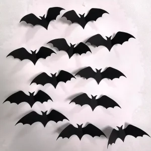1 meter Halloween 3D Glitter Bat Cutout Backdrop Wall Decoration for Living Rooms and Bedrooms Wall Sticker PVC