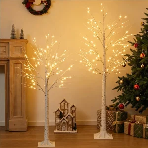 1.2M White Birch Tree Lamp LED Branch Lights Battery Operated for Home Party Festival Lighting Tabletop Decoration