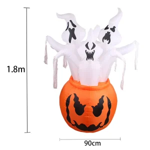 1.2m1.8m Halloween Inflatable Decoration Three Ghost Sitting in Pumpkin