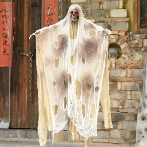 1.9M Halloween Hanging Ghost Prop Sound Activated Light Up Haunted House Decoration