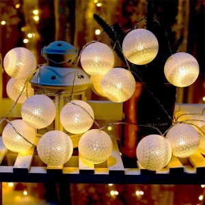 10 Bulb LED Fairy String Lights Solar Outdoor Christmas Tree Decorations 3M Holiday Cotton Ball String Lights IP44