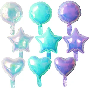 10 Inch Aluminum Foil Balloon Circular Heart shaped Star Purple Blue Transparent Balloon Festival Party Decoration Supplies