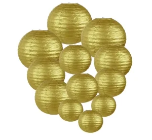 10 Inch Gold Chinese Japanese Paper Lanterns Hanging Party Supplies for Wedding Birthday Baby Shower Graduation
