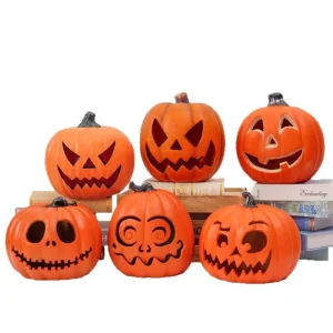 10 Inch Halloween Decor LED Light up Pumpkin Decoration Ghost Festival Party Props for Indoor Outdoor Home Yard