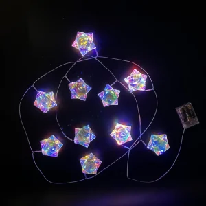 10 LED Iridescent Star Christmas String Lights Handmade Luminous Xmas Fairy Lighting for Christmas Tree Home Party Decoration