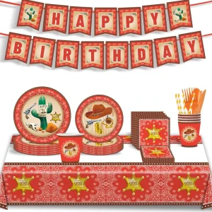 10 Pieces Western Cowboy Disposable Paper Party Tableware Set for Children’s Party Decoration