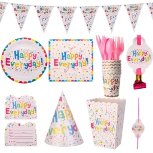 10 Serves Colorful Happy Birthday Party Decorations Disposable Paper Cups Plates Holiday Festive Decorations