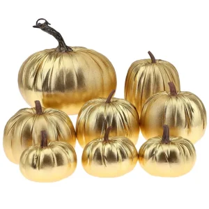 10 cm Faux Handmade Leather Pumpkin Artificial Gold Pumpkin for Living Room Thanksgiving Halloween Decor