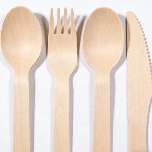 100 300 500 Pack Birch Wood Eco Friendly Compostable Cutlery Set with Napkin Reusable for Party Takeout and Catering