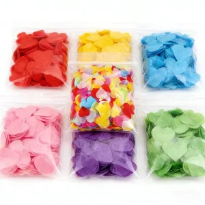 100 Gram Customized Logo Printing Opp Bag Retail Packing Heart Shape Confetti 17g Tissue Paper for Balloon Pinata Filling
