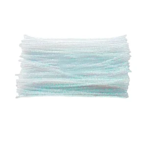 100 PCS 12 Inch Iridescent Sparkly Tinsel Stems Pipe Cleaners (White) Polyester Iron Wire Birthday April Fool’s Day Decorations