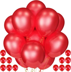 100 Pack Eco Friendly Pearl Red Latex Balloons Bright 12 Inch Party Birthday Wedding Baby Shower Graduation Mother’s Day