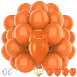 100 Pcs 12 Inch Latex Orange Balloons with Ribbon for Birthday & Wedding Party Decorations Bright Colors