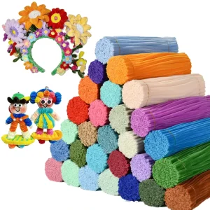 100 Pieces Pipe Cleaner Chenille Stem Solid Color Pipe Cleaners Set for DIY Art Crafts Decoration Artificial Flowers Figure Doll