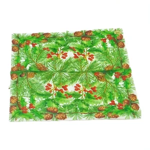 100% Virgin Wood Pulp Christmas Printed Disposable Dinner Paper Napkins Festive Table Tissue Serviettes for Inflight Catering