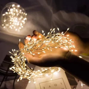 100LEDs Firecracker String Lights Silver Wire 8 Modes Starry Firefly Connectable Wreath Window Storefront Christmas Commercial