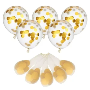 100pcs Bag 12 Inch Transparent Latex Balloon EN 71 Certified Gold Sequin Confetti Globe Balloon