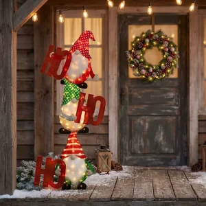 105L Stacked Gnome LED Motif Lights 69 Inch Christmas Outdoor Party Park Festival Decoration 220V Soft Warm White DH