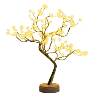 108 Plastic LED Sparkly Fairy Tree Lamp Warm White Button Control USB Battery 8 Modes Festival DIY Bonsai Decor IP44