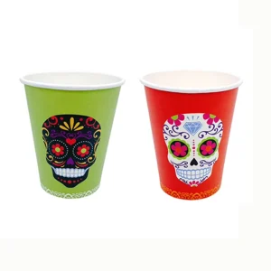 10oz Sugar Skull 8pk Disposable Cups Mexican Day of the Dead Paper Cups for Halloween Party Supplies