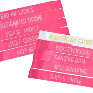 10pack Birthday Sashes White Birthday Queen Funny Sashes Birthday Party Decoration