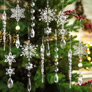 10pcs Christmas Decoration Colorful Crystal Pendant Ornaments Christmas Tree Hanging New Year Home Decor
