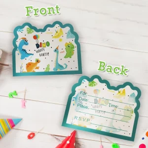 10pcs Cute Blue Dinosaur Design Memo Cards School Notes Invitation Card Ins Style for Kids Birthday Christmas Easter Paper