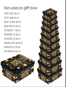 10pcs Nesting Christmas Gift Box Set Stackable Paper Packaging Boxes for Holiday Candy Toy Gift Wrapping