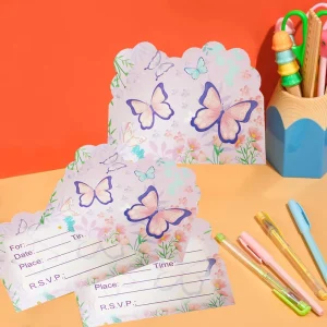 10pcs Purple Butterfly Design Multicolor Cute INS Style Handmade Eco Friendly Memo Cards School Notes Invitation Valentine’s Day
