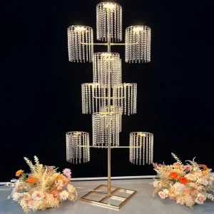 11 Head Wedding Props Acrylic Crystal Flower Racks Flower Stand Road Lead Wedding Decoration Lights Gold Tree Lights Party Decor
