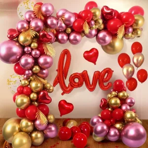 115pcs Valentine Backdrop Decoration Balloon Garland Arch Kits for Lovers Day Decor Balloons Photo Prop Valentine’s Day Balloon