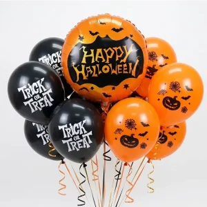 11Pcs Pack Halloween Foil Latex Balloon Set Decor Balloons for Happy Halloween Party Decoration