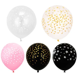 12 Inch 100pcs Latex Balloons with Golden Dots Transparent Star Confetti Graduation Party Decoration Party Supplies