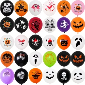 12 Inch 50pcs Halloween Bloody Hand Skeleton Pumpkin Bat Pattern Latex Balloon Set Thickened Festival Party Decoration