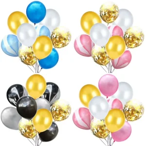 12-Inch Agate Sequins Latex Balloon Pack for Children’s Birthday Bachelor Parties Christmas Valentine’s Day Christmas Party