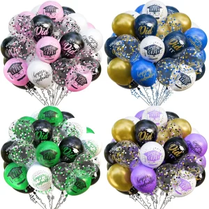 12 Inch Graduation Party Decoration 75 Pcs Confetti Latex Balloon Set Black Gold Congrats Graduation Balloons