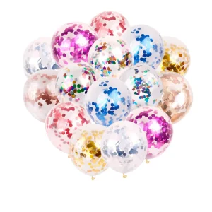 12 Inch Latex Chain Set Transparent Paper Scraps Glitter Confetti Balloons for Wedding Mother’s Day Easter Parties