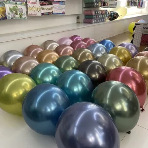 12 Inch Single Glossy Chrome Metallic Latex Helium Balloons Custom Printing for Birthday Parties Unisex Festive Celebration