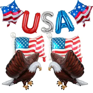 12 Pcs Patriotic Eagle Foil Balloons American Independence Day Election Star Flag Veterans Day Party Decorations