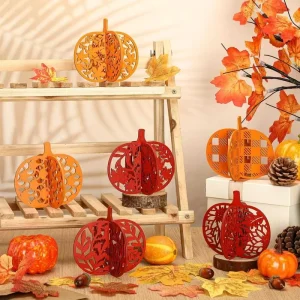 12 Pcs Thanksgiving Tiered Tray Decor 3D Pumpkin Tabletop Autumn Rustic Farmhouse Standing Table Sign Centerpiece