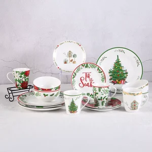 12 Piece Christmas Ceramic Tableware Set Factory Direct High Quality Festive Designs for Dining Home Decor