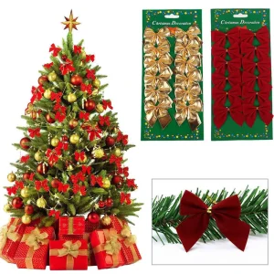 12-Piece Customizable Christmas Tree Bow Decorations