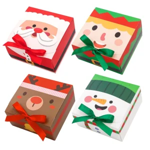 12PCS Christmas Cartoon Character Creative Square Folding Paper Box Set Assorted Color Cartons Mixed Style Holiday Gift Boxes