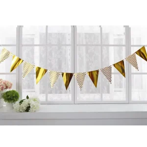 12PCS Set 13*18cm INS Wave Gilding Wedding Paper Triangle Flag String Paper Banner Garlands