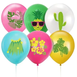 12PCS Set Hawaiian Festival Home Decoration Set Colorful Flamingo Cactus Flower Balloons for Beach Luau Party